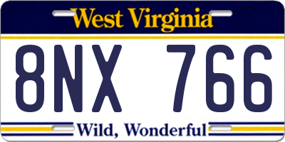 WV license plate 8NX766