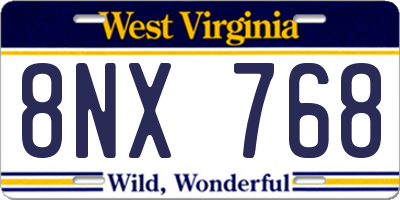 WV license plate 8NX768