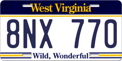 WV license plate 8NX770