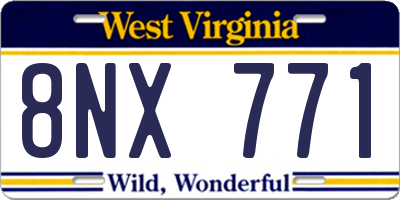WV license plate 8NX771