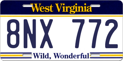 WV license plate 8NX772
