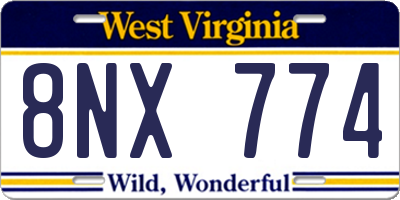 WV license plate 8NX774