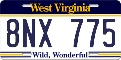 WV license plate 8NX775