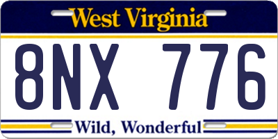 WV license plate 8NX776