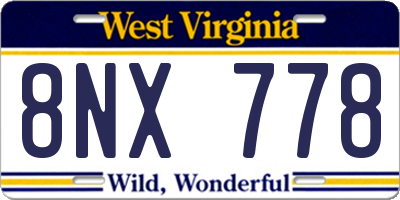 WV license plate 8NX778