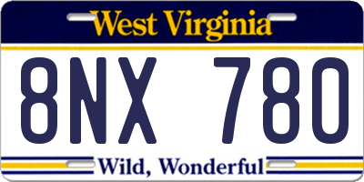WV license plate 8NX780