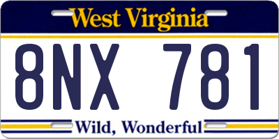 WV license plate 8NX781