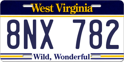 WV license plate 8NX782