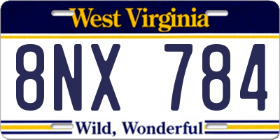 WV license plate 8NX784