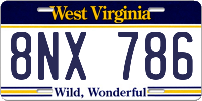 WV license plate 8NX786