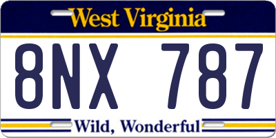WV license plate 8NX787