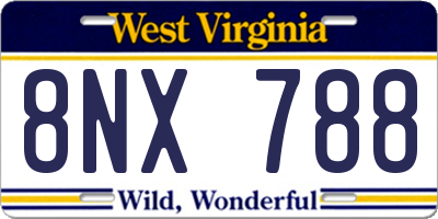 WV license plate 8NX788