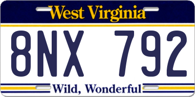 WV license plate 8NX792