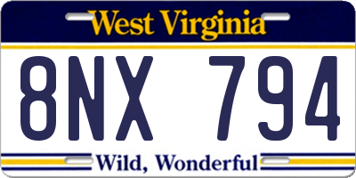 WV license plate 8NX794