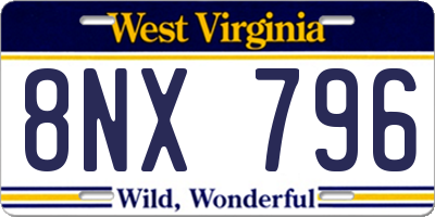 WV license plate 8NX796