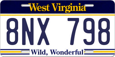 WV license plate 8NX798