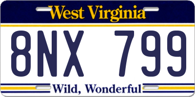 WV license plate 8NX799