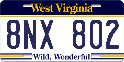 WV license plate 8NX802