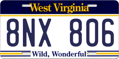 WV license plate 8NX806