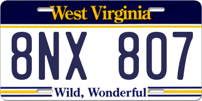 WV license plate 8NX807