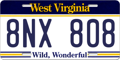 WV license plate 8NX808