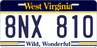WV license plate 8NX810