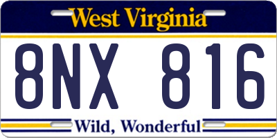 WV license plate 8NX816