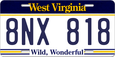 WV license plate 8NX818