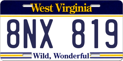 WV license plate 8NX819