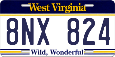WV license plate 8NX824