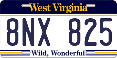 WV license plate 8NX825