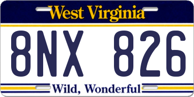 WV license plate 8NX826