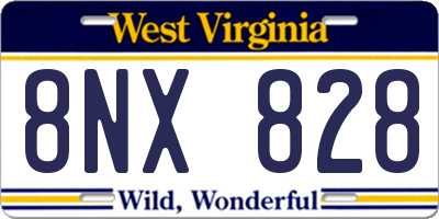 WV license plate 8NX828