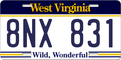WV license plate 8NX831
