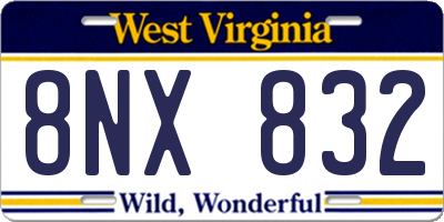 WV license plate 8NX832