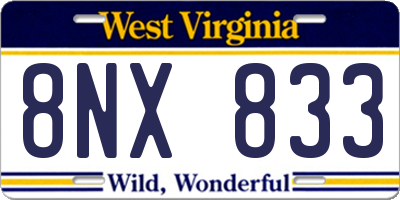 WV license plate 8NX833
