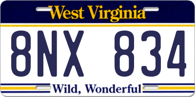 WV license plate 8NX834