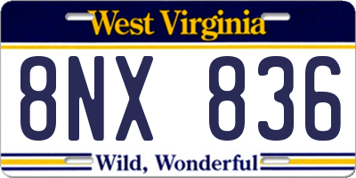 WV license plate 8NX836