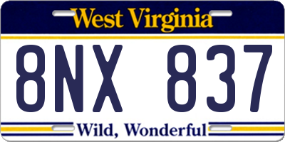 WV license plate 8NX837