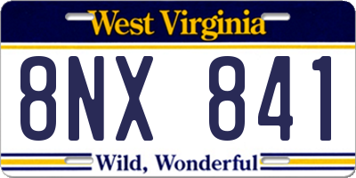 WV license plate 8NX841