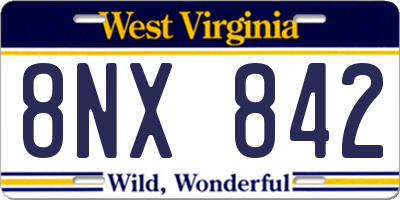 WV license plate 8NX842