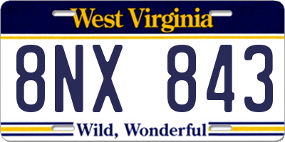 WV license plate 8NX843