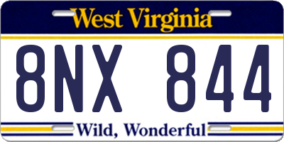 WV license plate 8NX844