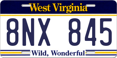 WV license plate 8NX845