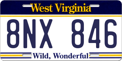 WV license plate 8NX846
