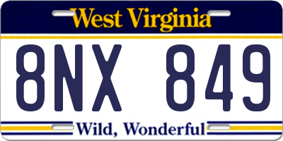 WV license plate 8NX849