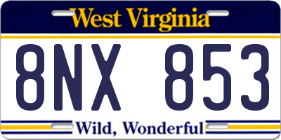WV license plate 8NX853