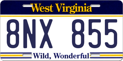 WV license plate 8NX855