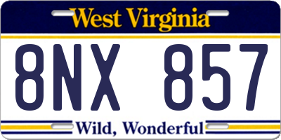 WV license plate 8NX857