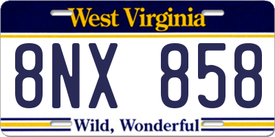 WV license plate 8NX858